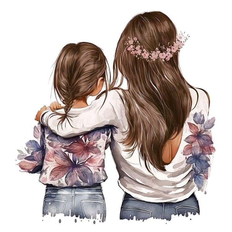 Bügelbild Mutter und Tochter