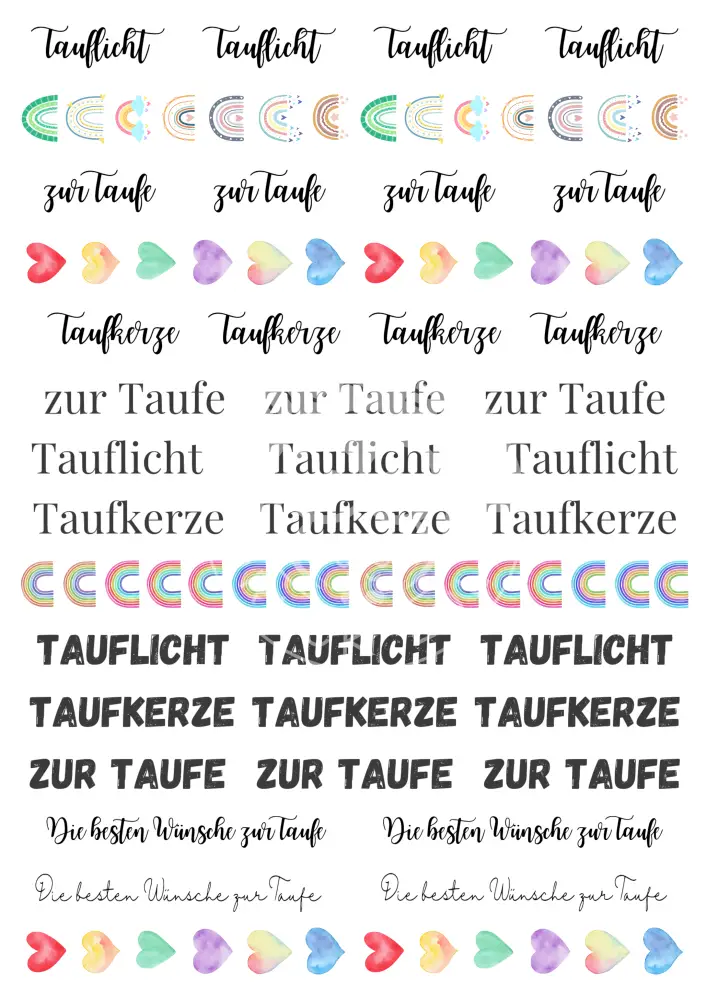 Wasserschiebefolie Stabkerzen Geburt / Taufe / Hebamme