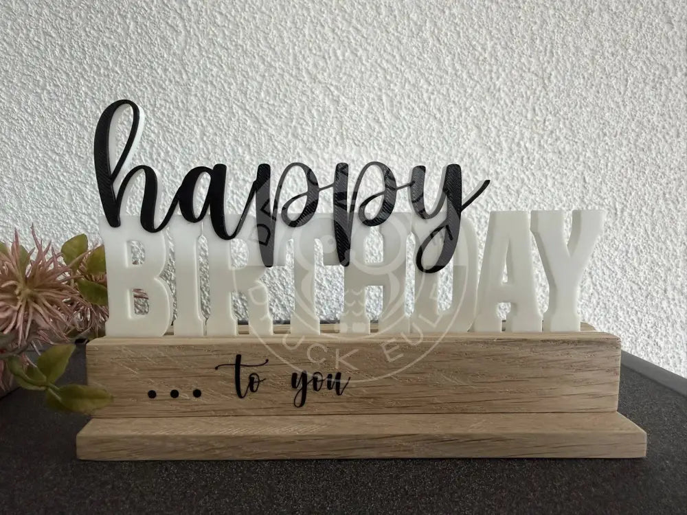 3D-Druck Happy Birthday 2 schwarz /weiss - schwarz /weiss - rubon