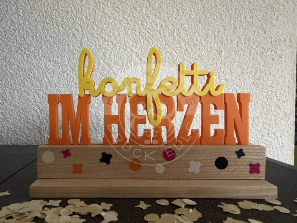 3D-Druck Konfetti im herzen (orange-gelb) rubon