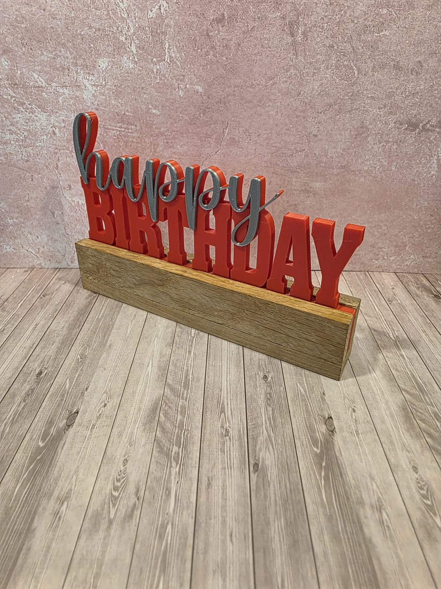 3D-Druck Happy Birthday 2 silber /rot