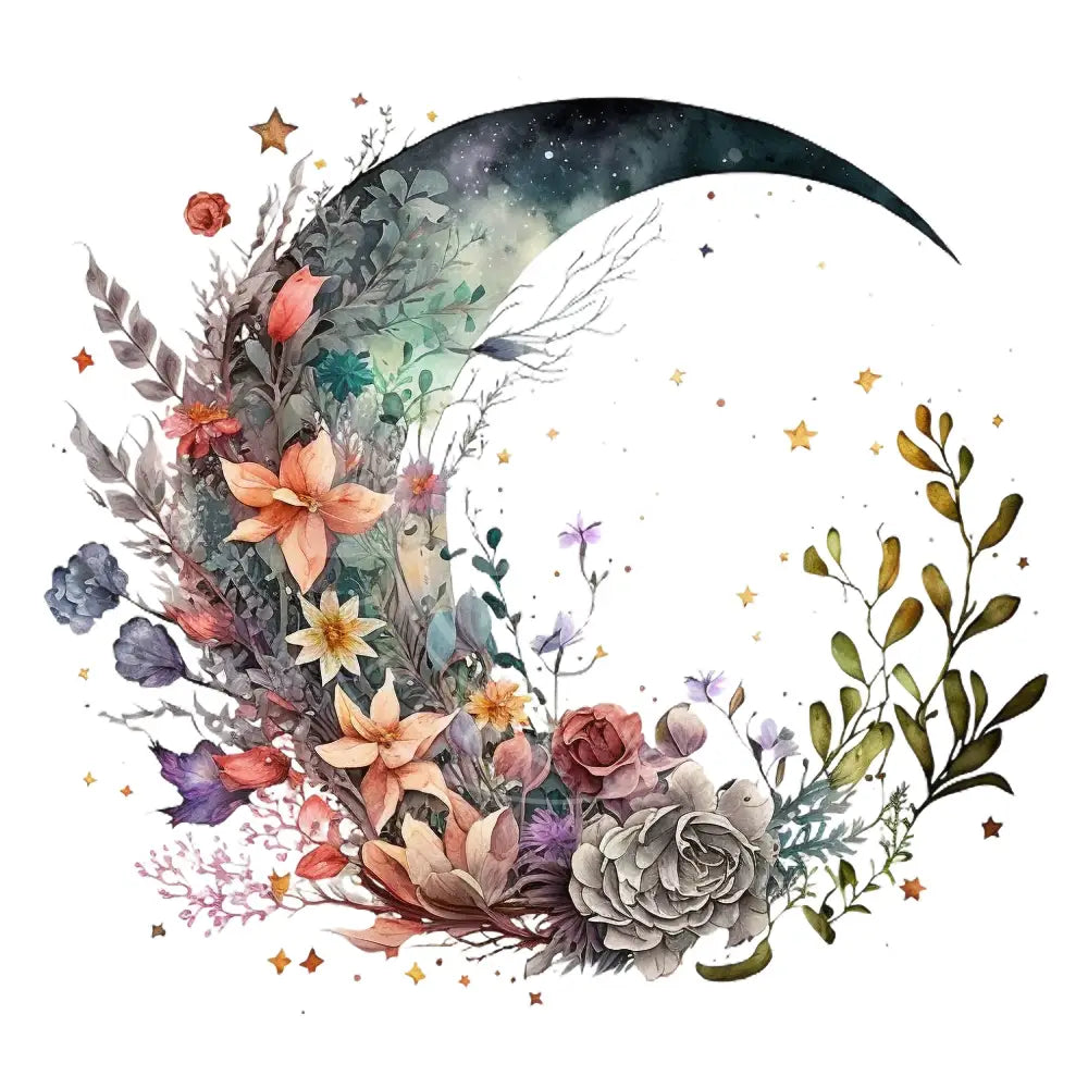 Bügelbild Mond Mit Blumen 157-1