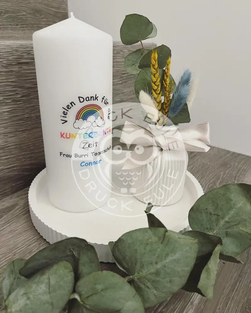 Wasserschiebefolie Blockkerze Danke Für Die Kunterbuntezeit