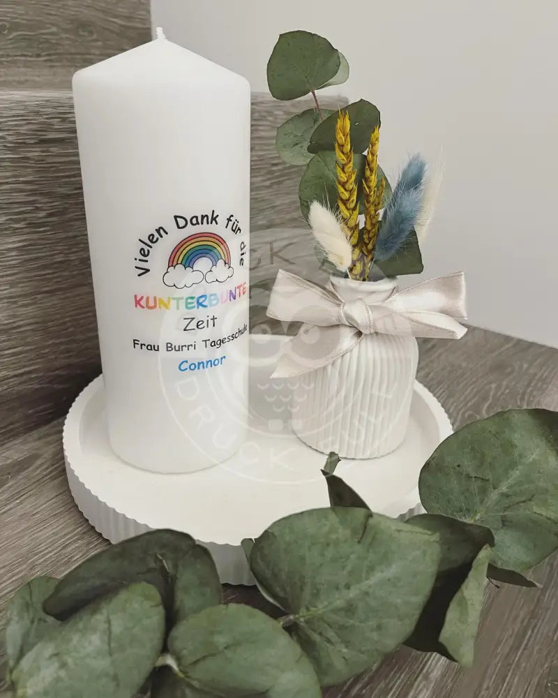 Wasserschiebefolie Blockkerze Danke Für Die Kunterbuntezeit