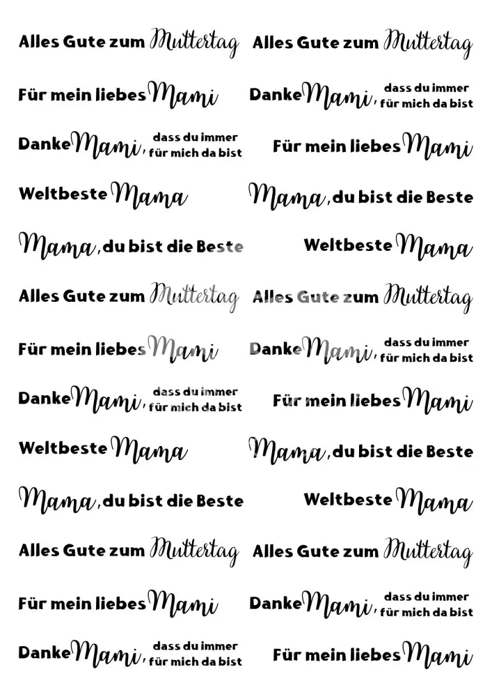 Wasserschiebefolie Muttertag 1