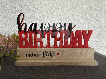 3D-Druck Happy Birthday 2 schwarz/rot - schwarz /rot - rubon