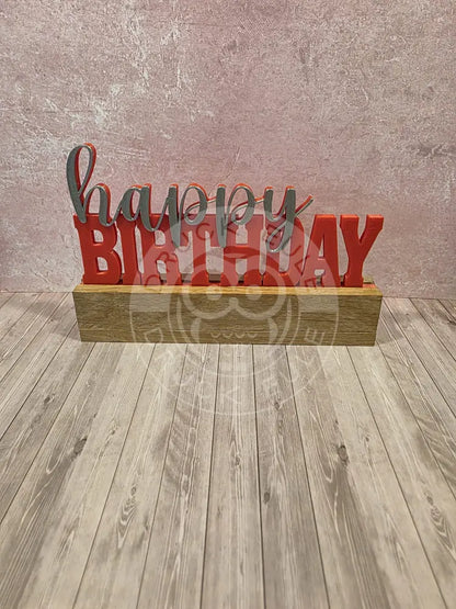 3D-Druck Happy Birthday 2 silber /rot - silber/rot - rubon