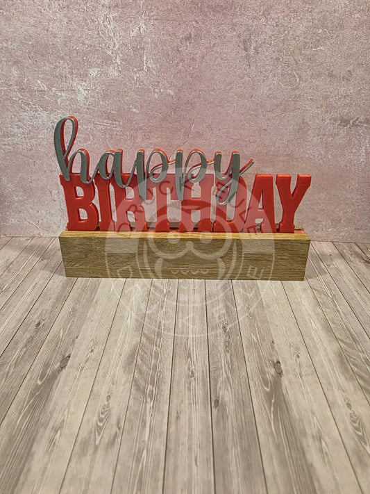 3D-Druck Happy Birthday 2 silber /rot - silber/rot - rubon