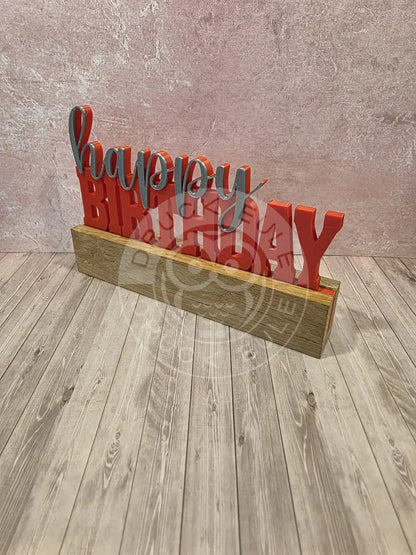 3D-Druck Happy Birthday 2 silber /rot - silber/rot - rubon