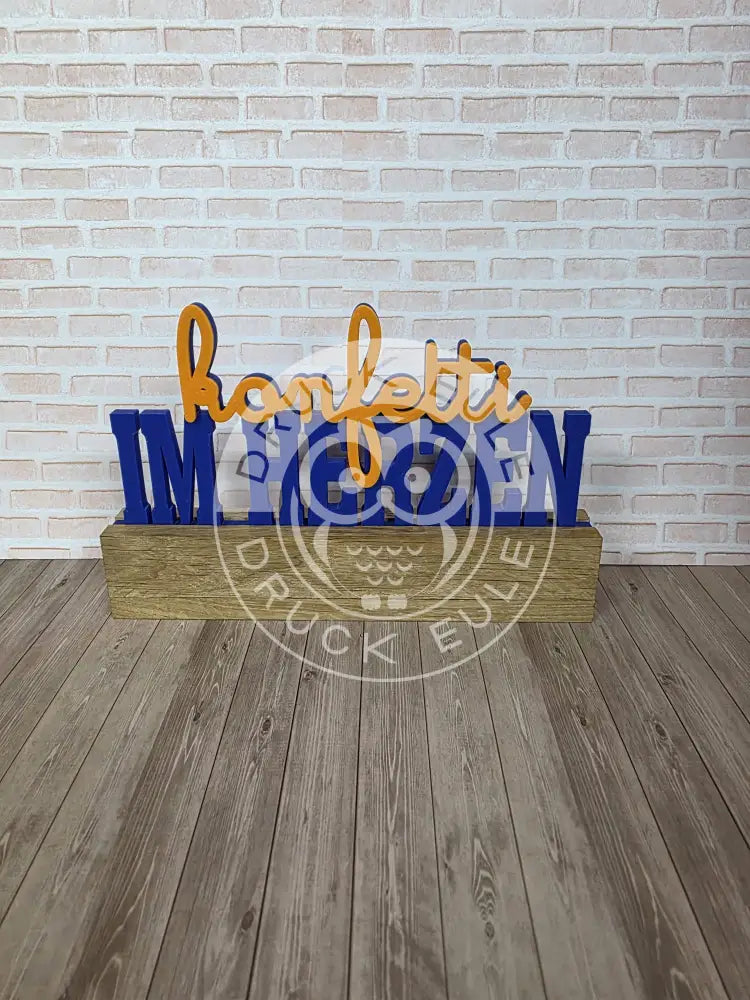 3D-Druck Konfetti im herzen (blau-orange) rubon