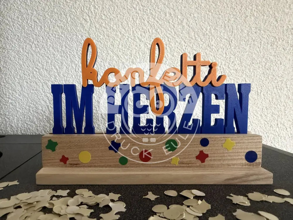 3D-Druck Konfetti im herzen (blau-orange) rubon