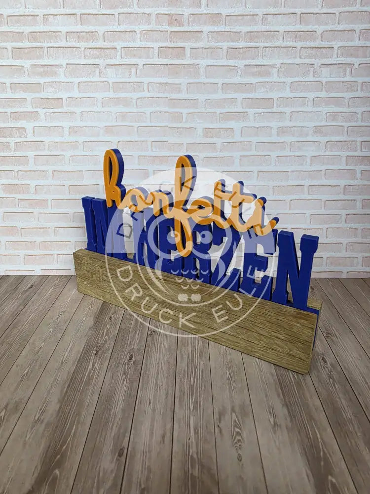 3D-Druck Konfetti im herzen (blau-orange) rubon