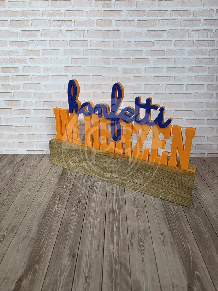 3D-Druck Konfetti im herzen (orange-blau) rubon