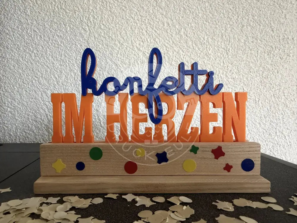 3D-Druck Konfetti im herzen (orange-blau) rubon