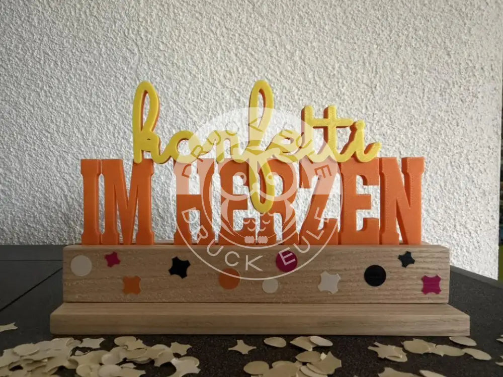 3D-Druck Konfetti im herzen (orange-gelb) rubon