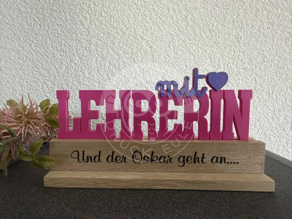 3D-Druck Lehrerin mit Herz (magenta) - rubon