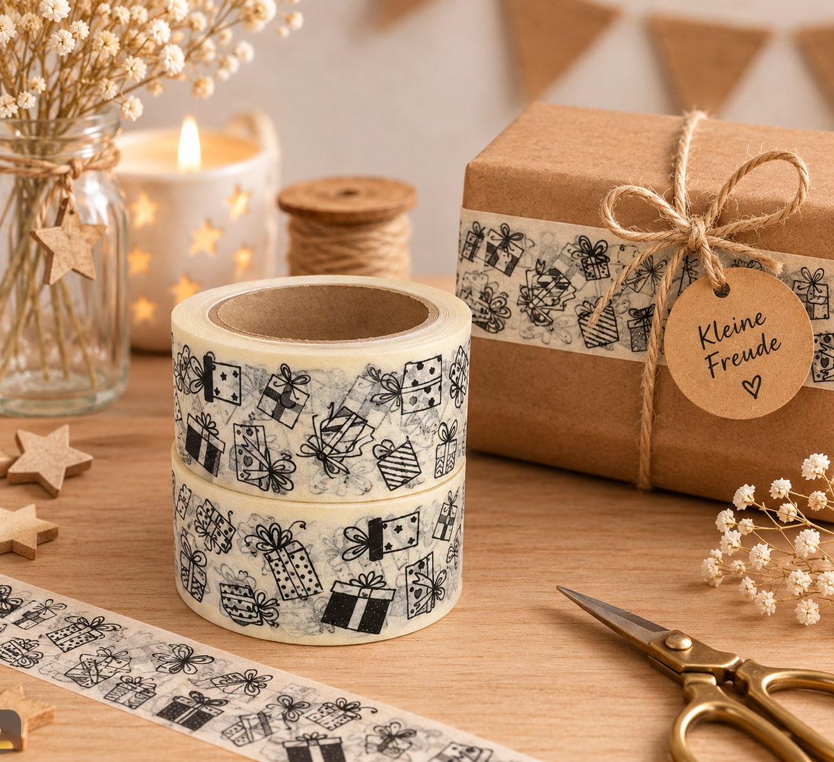 Papierklebeband weiss Geschenke