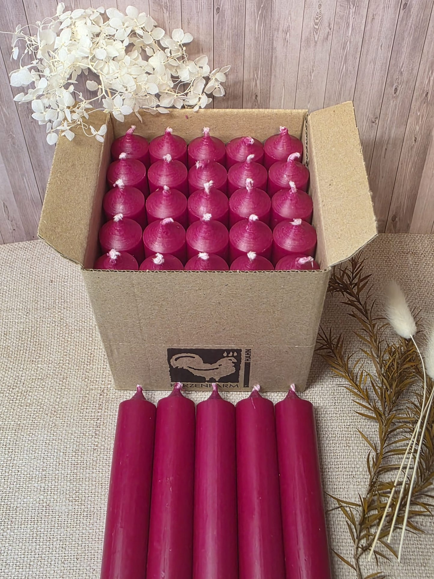 Kerzen 100x22mm Himbeerrot Box