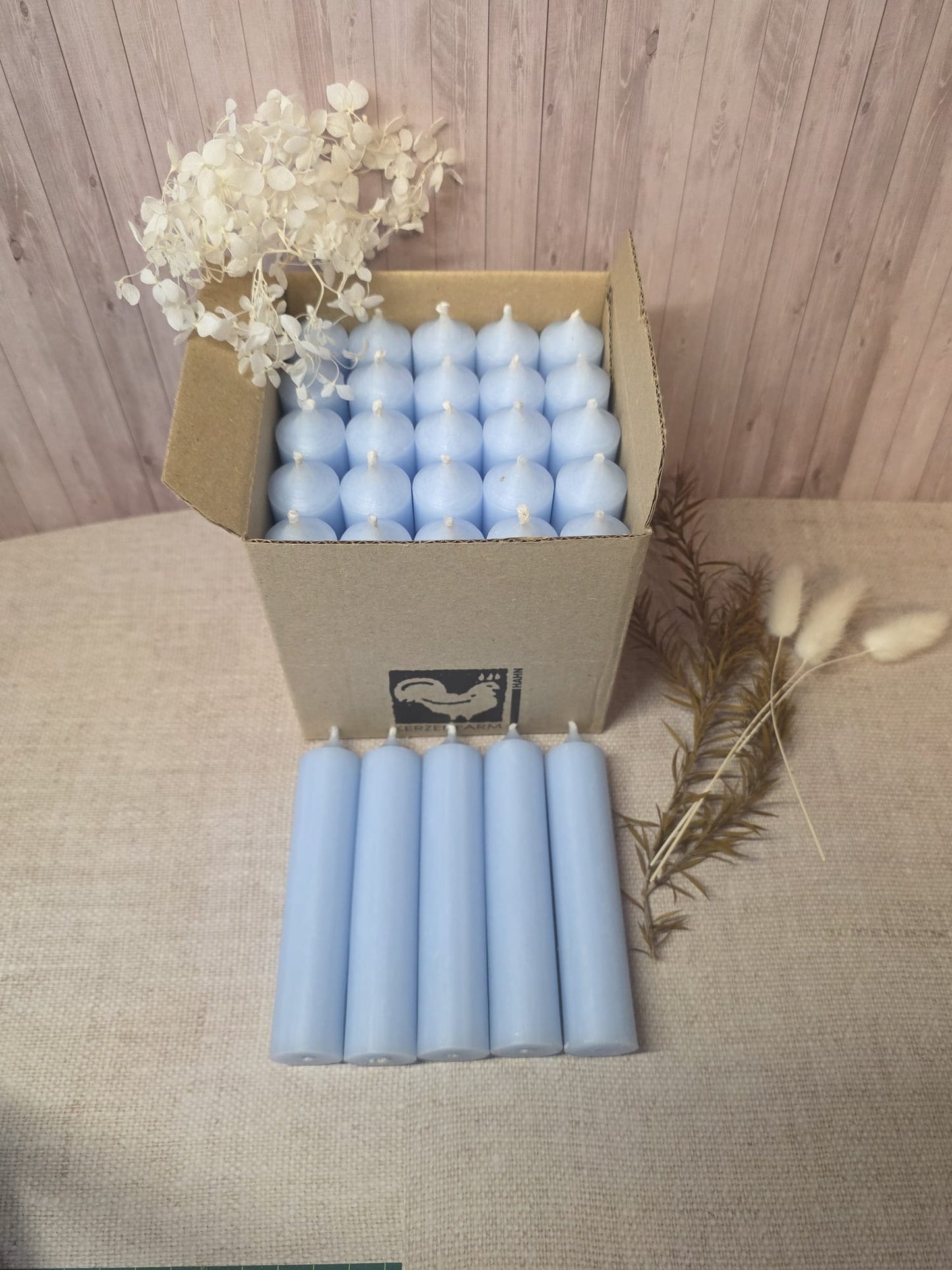 Kerzen 100x22mm Pastellblau Box