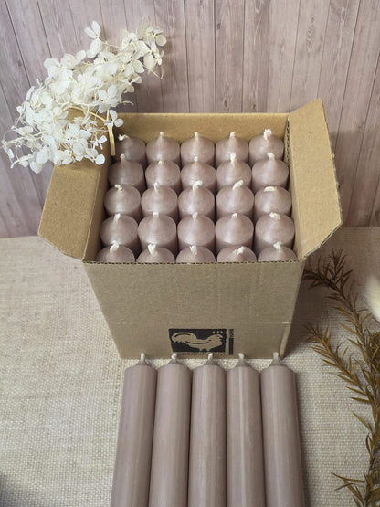 Kerzen 100x22mm Taupe Box