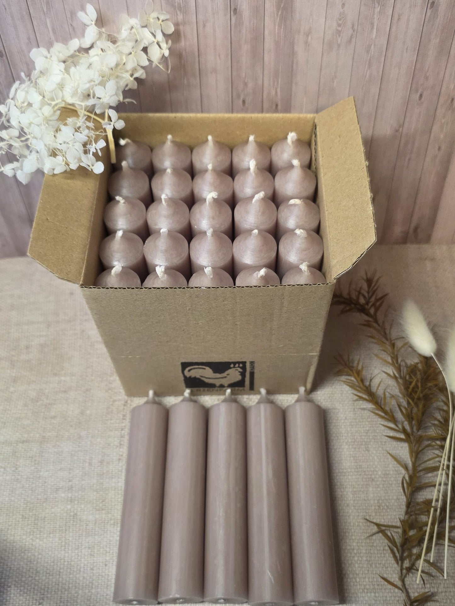 Kerzen 100x22mm Taupe Box