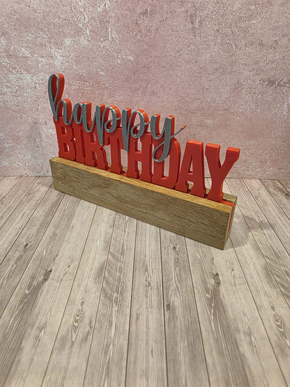 3D-Druck Happy Birthday 2 silber /rot
