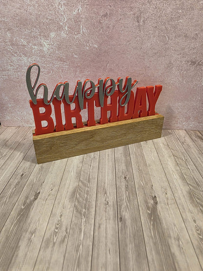 3D-Druck Happy Birthday 2 silber /rot