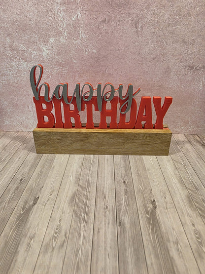 3D-Druck Happy Birthday 2 silber /rot