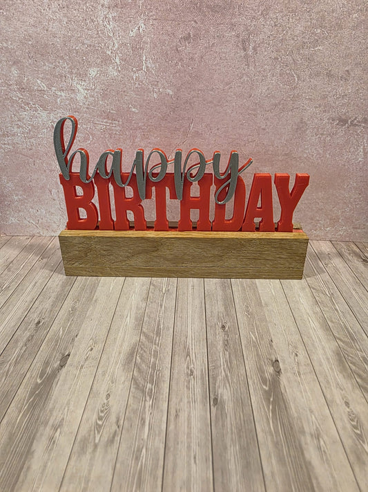 3D-Druck Happy Birthday 2 silber /rot