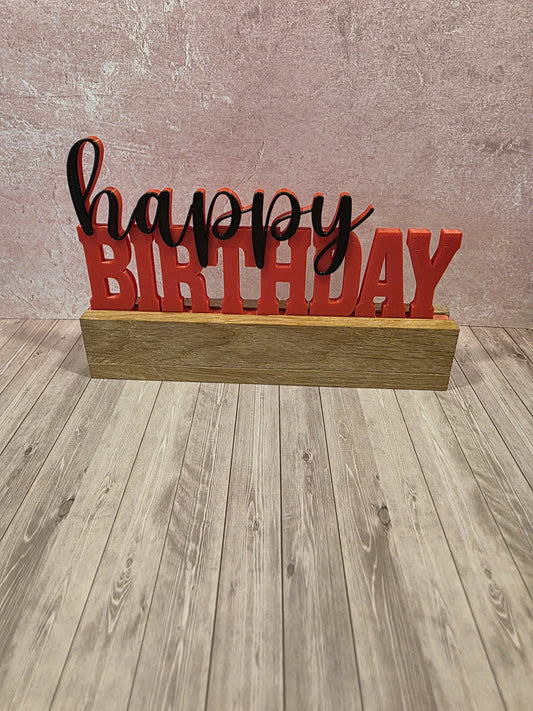 3D-Druck Happy Birthday 2 schwarz/rot