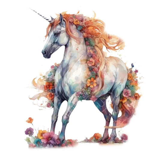 Bügelbild Einhorn Mit Blumen 121-1