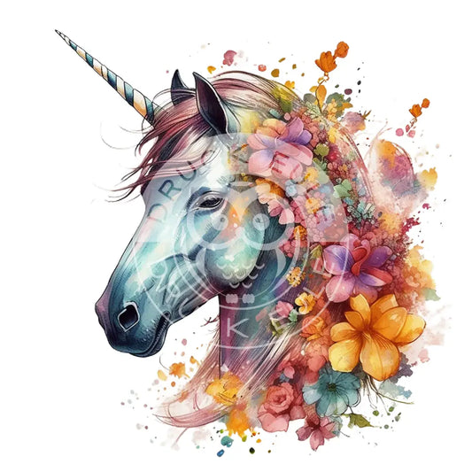 Bügelbild Einhorn Mit Blumen 121-12