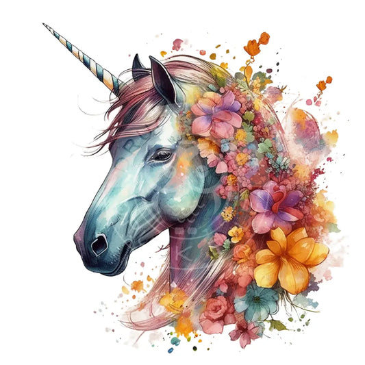 Bügelbild Einhorn Mit Blumen 121-12