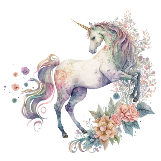 Bügelbild Einhorn Mit Blumen 121-3