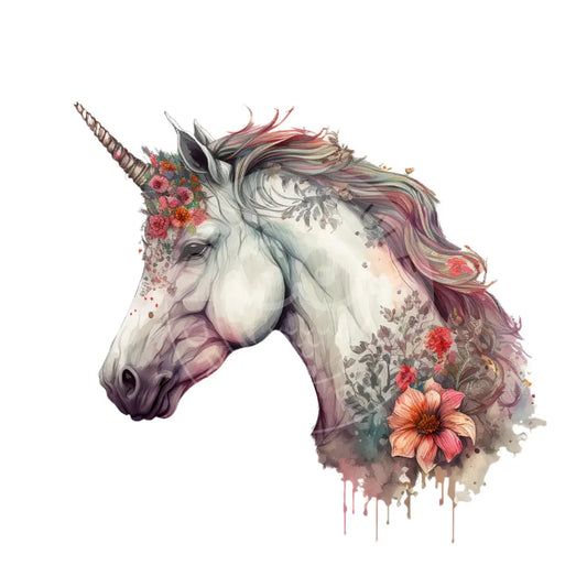 Bügelbild Einhorn Mit Blumen 121-4