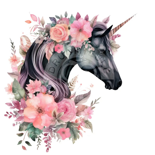 Bügelbild Einhorn Mit Blumen 121-7