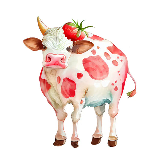 Bügelbild Erdbeer Kuh 19-1