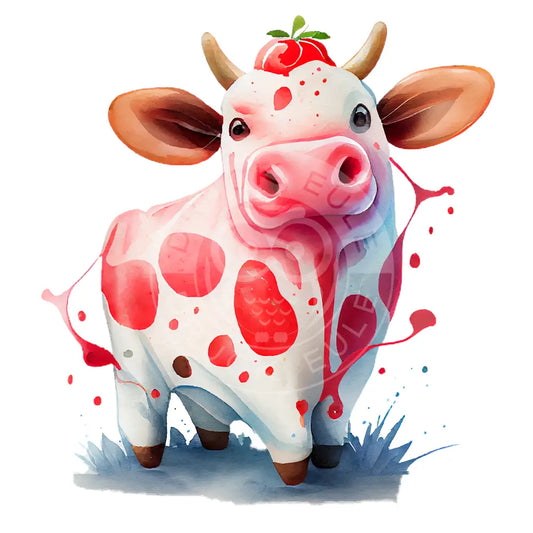Bügelbild Erdbeer Kuh 19-4