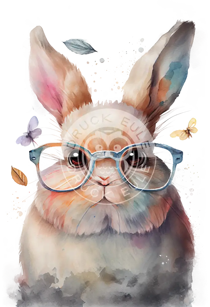 Bügelbild Hase Mit Brille 2-1