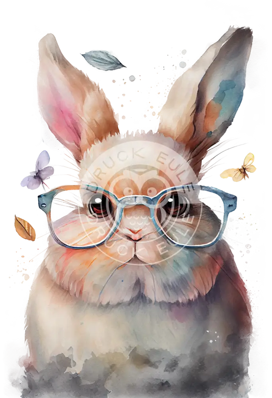 Bügelbild Hase Mit Brille 2-1