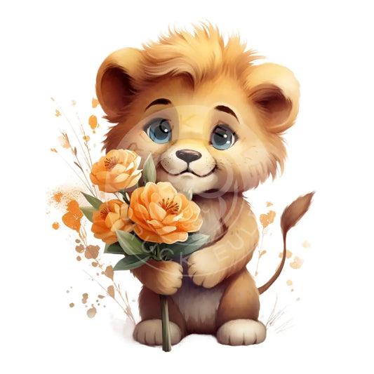 Bügelbild Löwe Mit Blumen 958-11