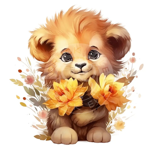 Bügelbild Löwe Mit Blumen 958-12