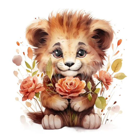 Bügelbild Löwe Mit Blumen 958-13