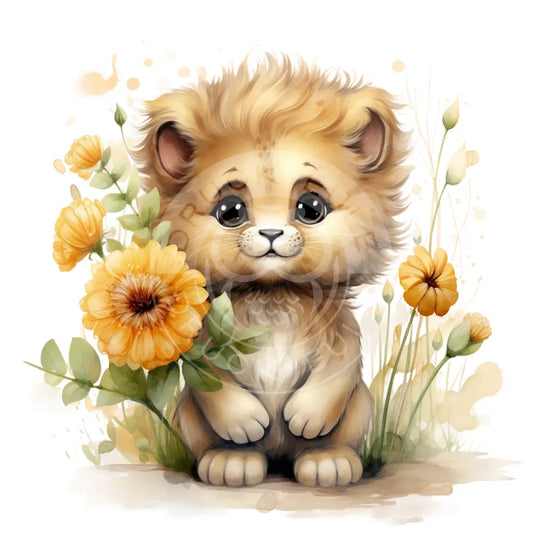 Bügelbild Löwe Mit Blumen 958-14