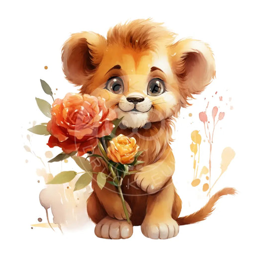 Bügelbild Löwe Mit Blumen 958-15