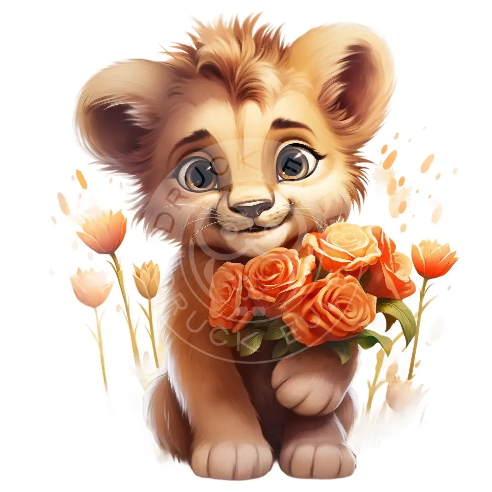 Bügelbild Löwe Mit Blumen 958-2