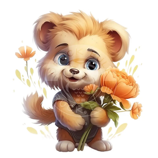 Bügelbild Löwe Mit Blumen 958-3