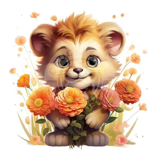 Bügelbild Löwe Mit Blumen 958-5