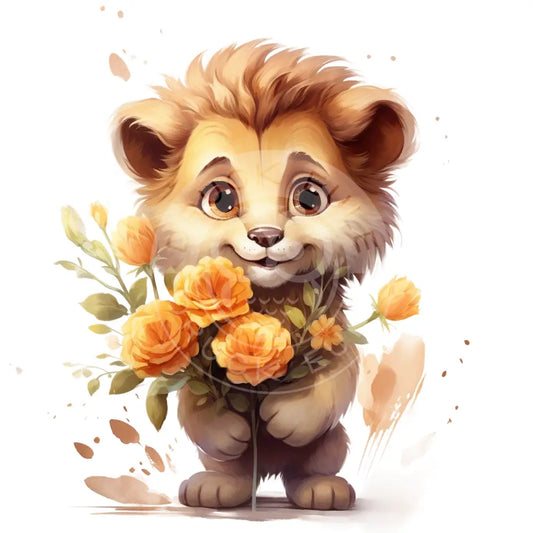 Bügelbild Löwe Mit Blumen 958-6
