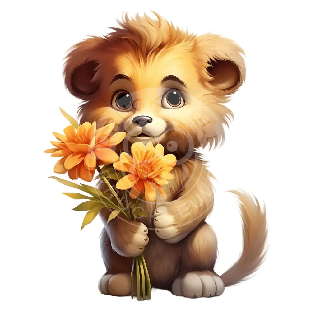 Bügelbild Löwe Mit Blumen 958-7